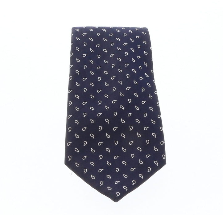 Emporio Armani Night blue Teardrop motif pattern 100% Silk Mens Tie