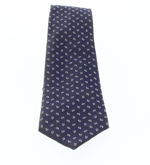 Emporio Armani Night blue Teardrop motif pattern 100% Silk Mens Tie