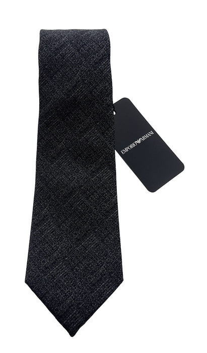 Emporio Armani Men's Black Grain Texture 53Ilk Tie, 3"