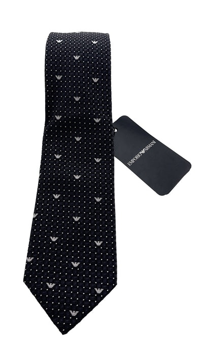 Emporio Armani Iron Grey Armani Logo dotted Men's Tie, 3"