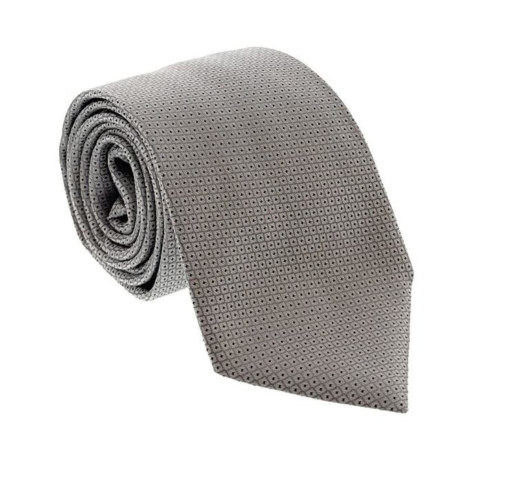 Emporio Armani Men’s Pearl Grey Micro Dot Silk Necktie, 3"