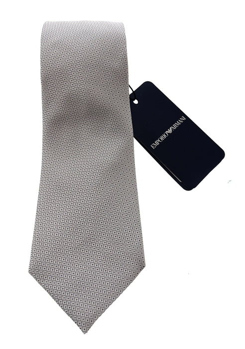 Emporio Armani Men’s Pearl Grey Micro Dot Silk Necktie, 3"