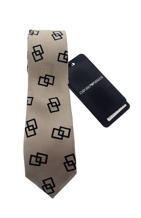Emporio Armani Almond Black Geometric Silk Tie – 2in