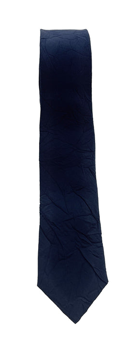 Emporio Armani Navy Blue Solid wrinkle Silk Tie – 2in