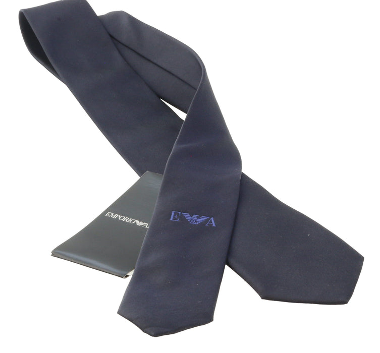 Emporio Armani Dark Navy Solid Men's Tie – Made in Italy