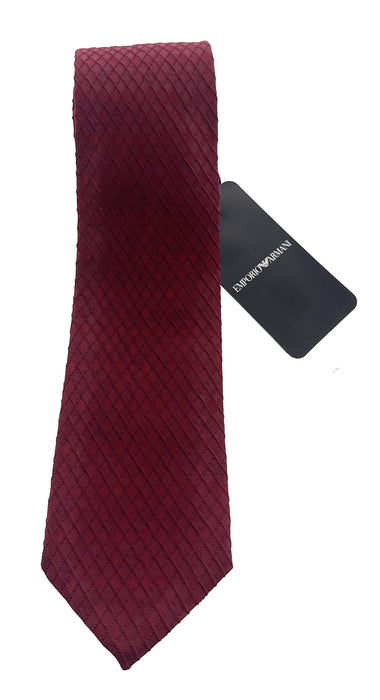 Emporio Armani Red Diamond weave 82%Silk 18%Acrylic Tie – 3in