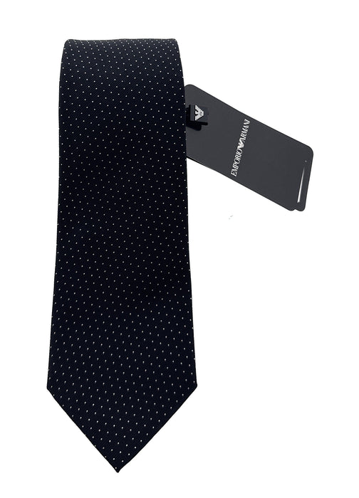 Emporio Armani Mens Black Dotted Tie – Made in Italy