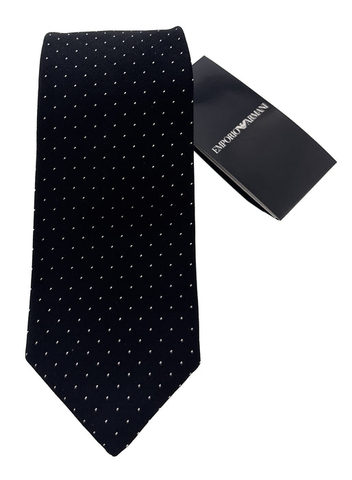 Emporio Armani Mens Black Dotted Tie – Made in Italy