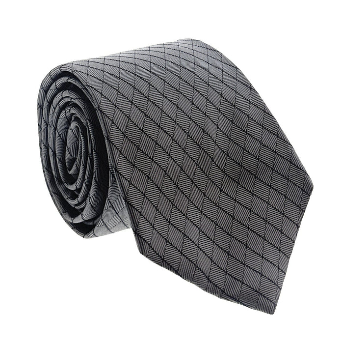 Emporio Armani Steel Grey Diamond weave Men's Tie, 3"