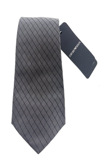 Emporio Armani Steel Grey Diamond weave Men's Tie, 3"
