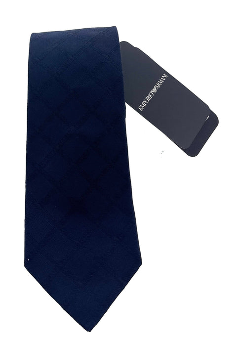 Emporio Armani Men’s Navy Blue Diamond Print Silk Necktie, 3"