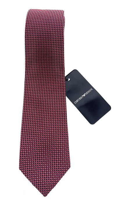 Emporio Armani Men’s Red Geometric Silk Necktie, 3"
