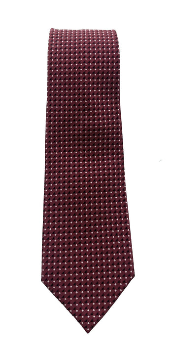 Emporio Armani Mens Bordeaux Geometric Tie – Made in Italy