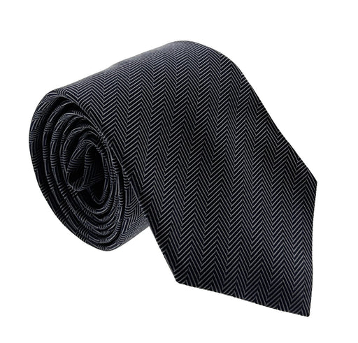 Emporio Armani Mens Navy Blue Herringbone Chevron Tie – Made in Italy