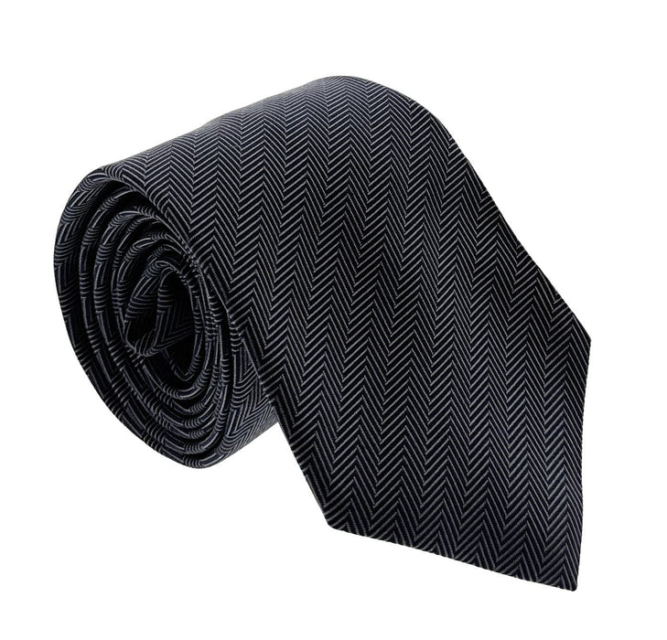 Emporio Armani Mens Navy Blue Herringbone Chevron Tie – Made in Italy