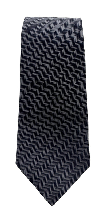 Emporio Armani Mens Navy Blue Herringbone Chevron Tie – Made in Italy