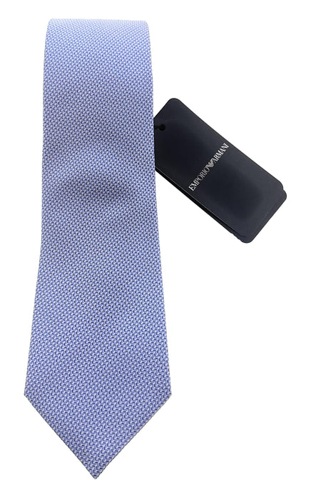 Emporio Armani Men’s Light Blue Herringbone Silk Necktie, 3"