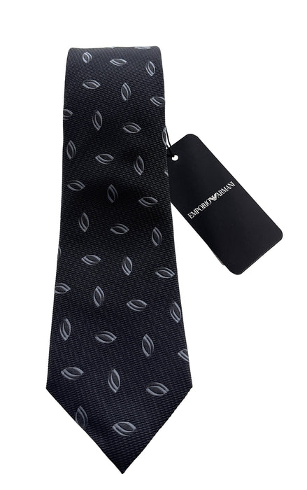 Emporio Armani Shadow Grey Oval print Men's Tie, 3"