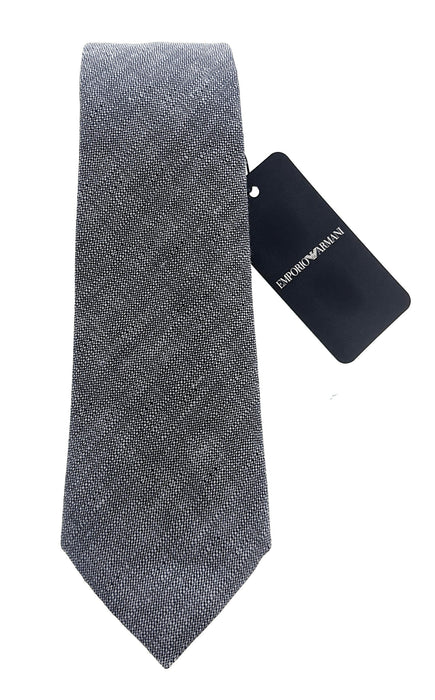 Emporio Armani Blue Grey Linen weave Men's Tie – Made in Italy