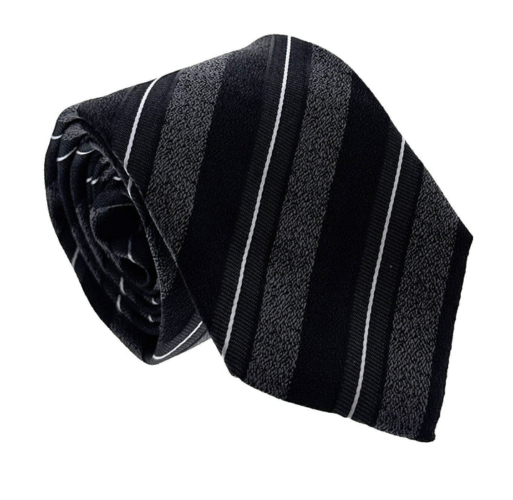 Emporio Armani Mens Shadow grey Wide diagonal strip Tie – Made in Italy