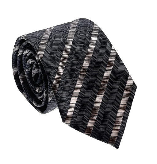 Emporio Armani Mens Grey and Pink Pink Stripe Tie – Made in Italy