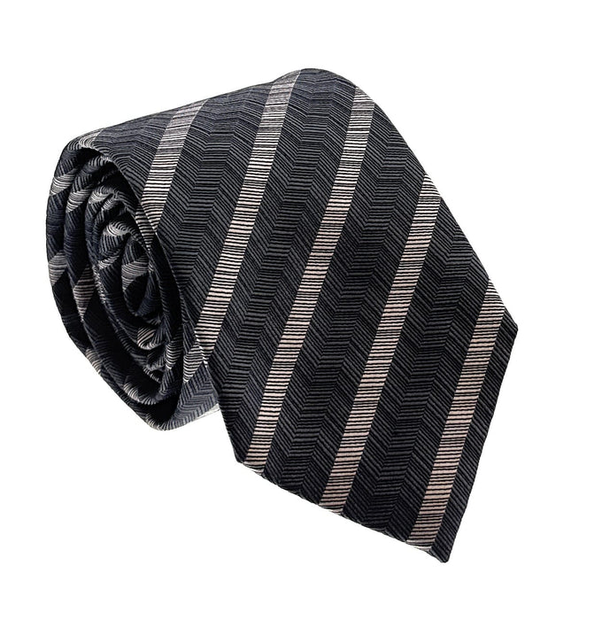 Emporio Armani Mens Grey and Pink Pink Stripe Tie – Made in Italy