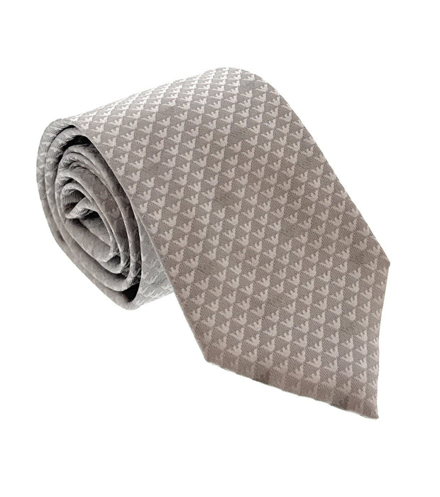 Emporio Armani Men’s Birch Silk Necktie with Logo Print, 3"