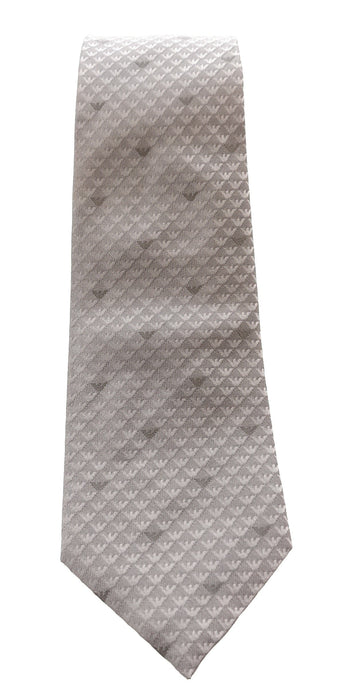Emporio Armani Men’s Birch Silk Necktie with Logo Print, 3"
