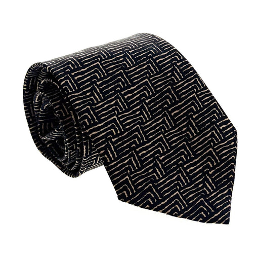 Emporio Armani Mens Black and Nut Brown Maze Tie – Made in Italy
