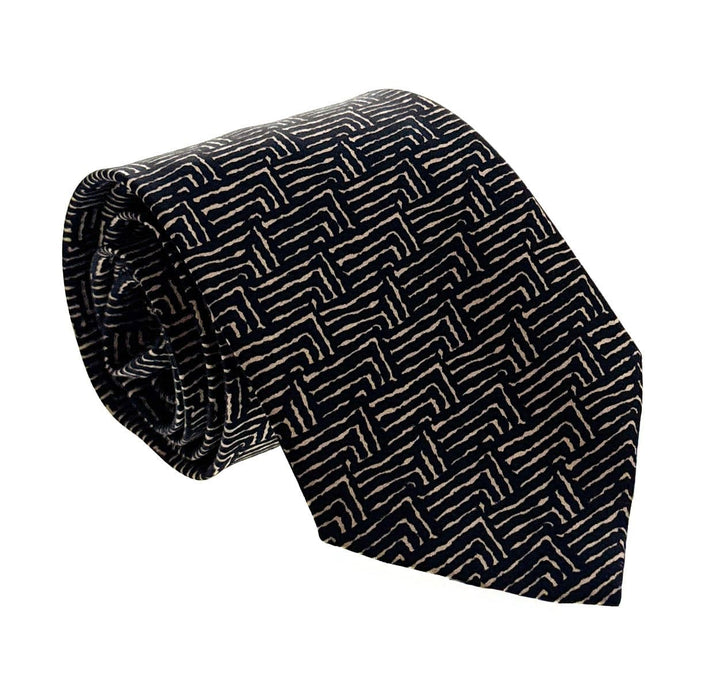 Emporio Armani Mens Black and Nut Brown Maze Tie – Made in Italy