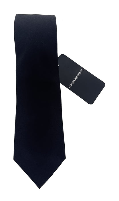 Emporio Armani Black Solid Men's Tie, 3"