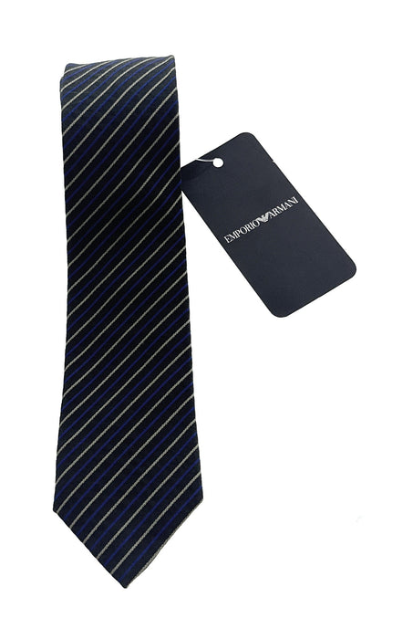 Emporio Armani Olive Green Blue striped Men's Tie, 2"