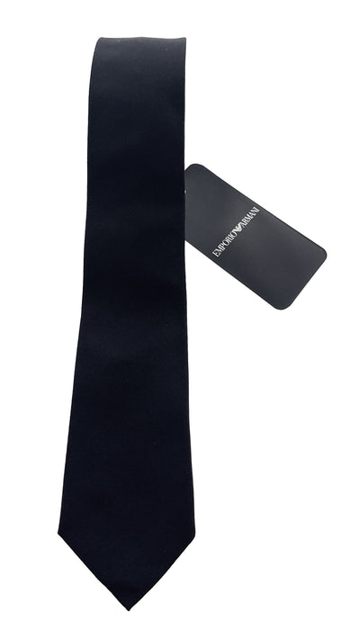 Emporio Armani Men’s Black Solid Silk Necktie, 2"