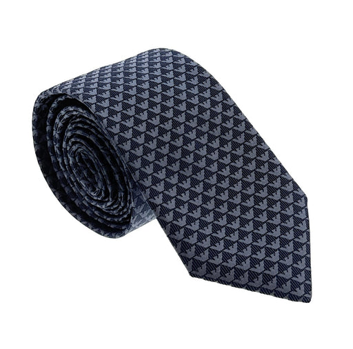 Emporio Armani Men’s Steel Blue Printed Silk Necktie, 3"