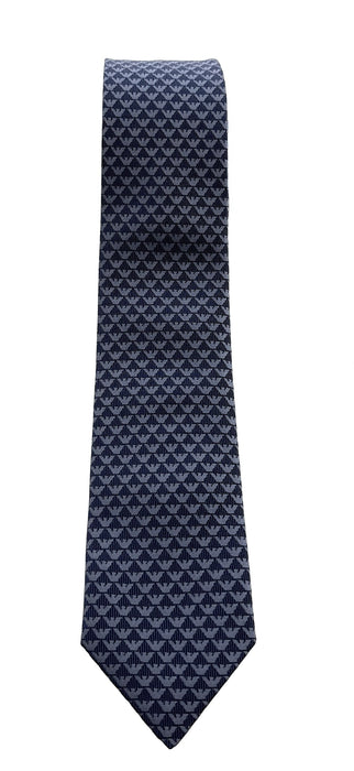 Emporio Armani Men’s Steel Blue Printed Silk Necktie, 3"