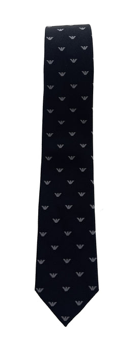 Emporio Armani Black Armani Logo Pattern Men's Tie – Made in Italy