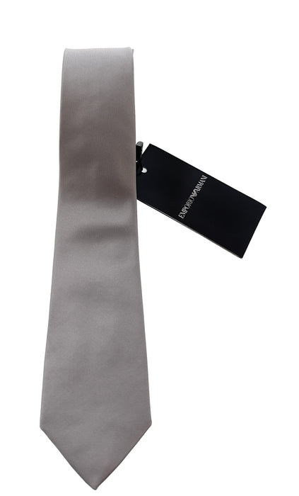 Emporio Armani Men’s Silver Solid Silk Necktie, 3"