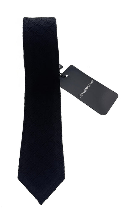 Emporio Armani Black Diamond weave Men's Tie, 2"