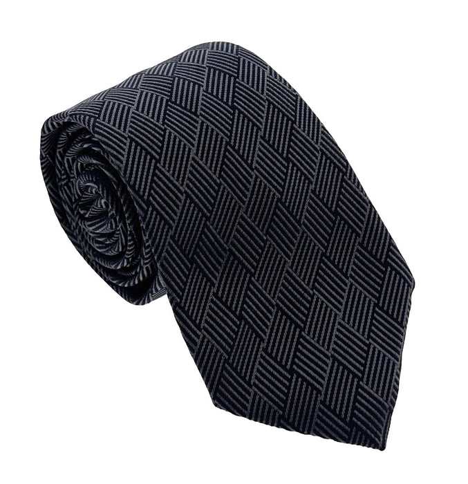 Emporio Armani Men’s Magnet Grey Geometric Silk Necktie, 3"