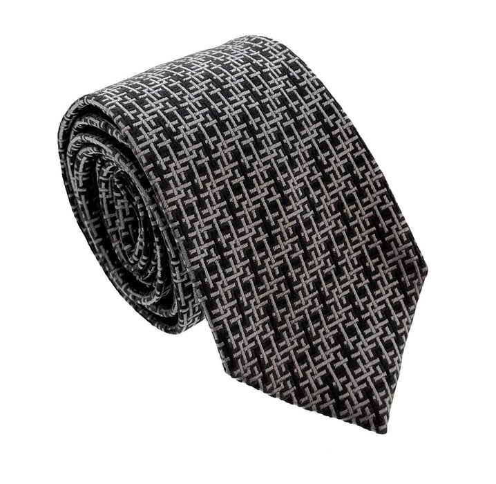 Emporio Armani Cement Grey Geometric Men's Tie, 3"