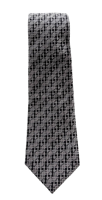 Emporio Armani Cement Grey Geometric Men's Tie, 3"