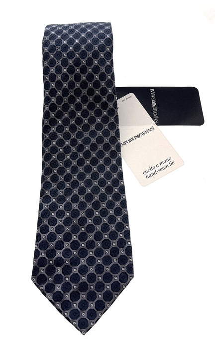 Emporio Armani Men’s Smokey Blue Dotted Silk Necktie, 3"