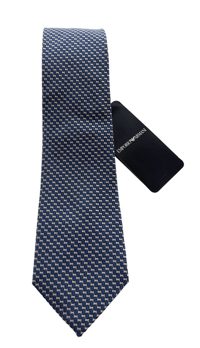 Emporio Armani Smokey Blue Geometric Men's Tie, 3"