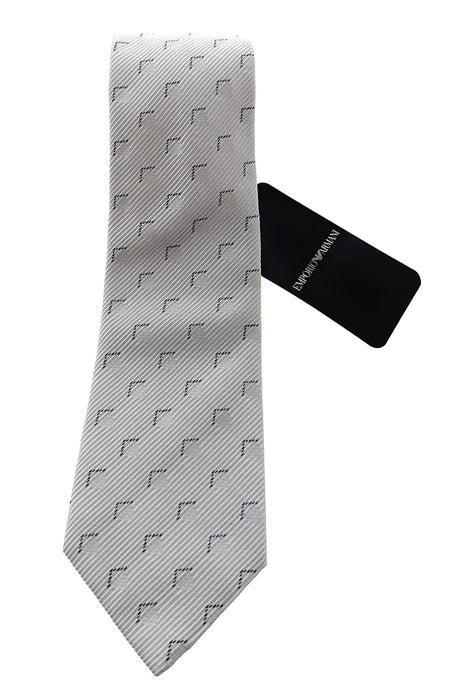 Emporio Armani Men’s Celestial Silver Subtle Geometric Cotton Silk Necktie, 3"