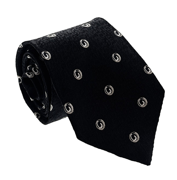 Emporio Armani Mens Black Circle Armani Tie – Made in Italy