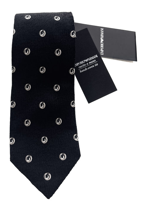 Emporio Armani Mens Black Circle Armani Tie – Made in Italy