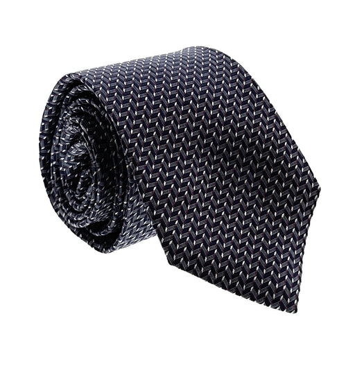 Emporio Armani Mens Peacot Blue Herringbone Tie – Made in Italy