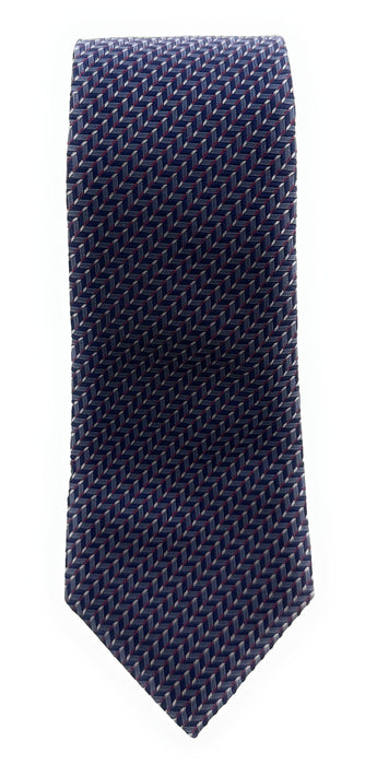 Emporio Armani Mens Peacot Blue Herringbone Tie – Made in Italy