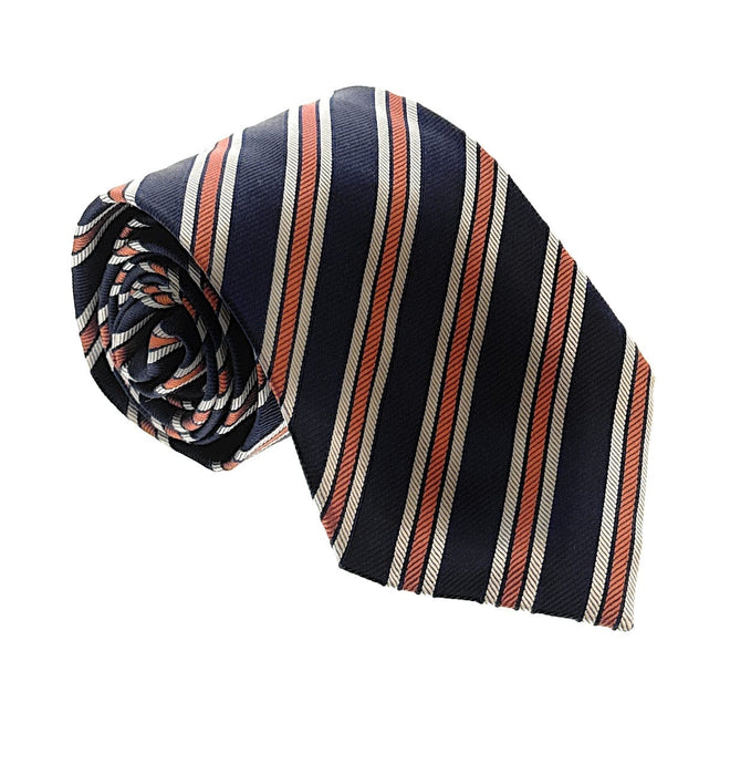 Emporio Armani Mens Blue Orange Stripe Tie – Made in Italy