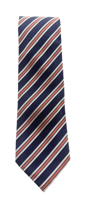 Emporio Armani Mens Blue Orange Stripe Tie – Made in Italy